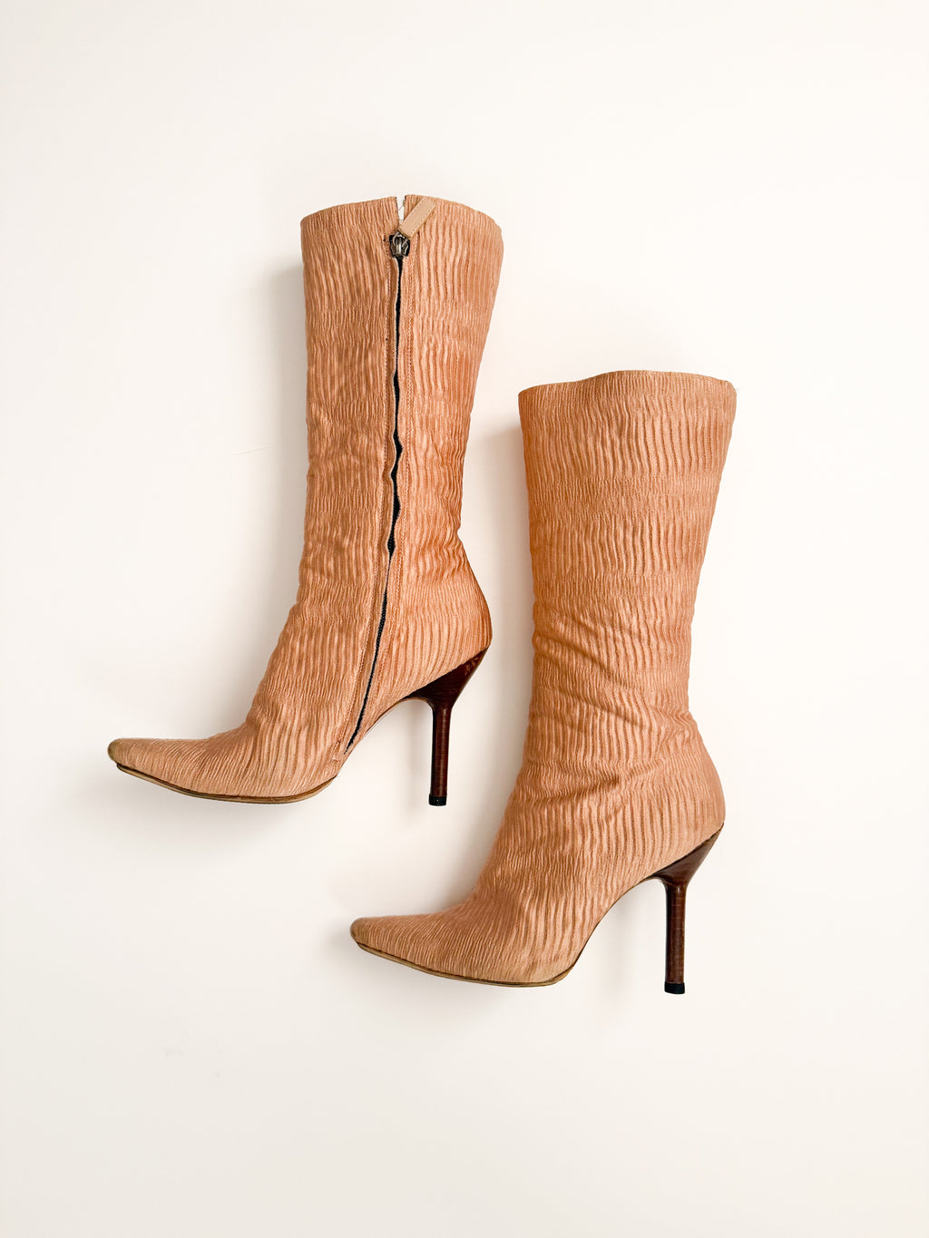 Gucci A/W 1999 Pink Silk Plisse Boots
