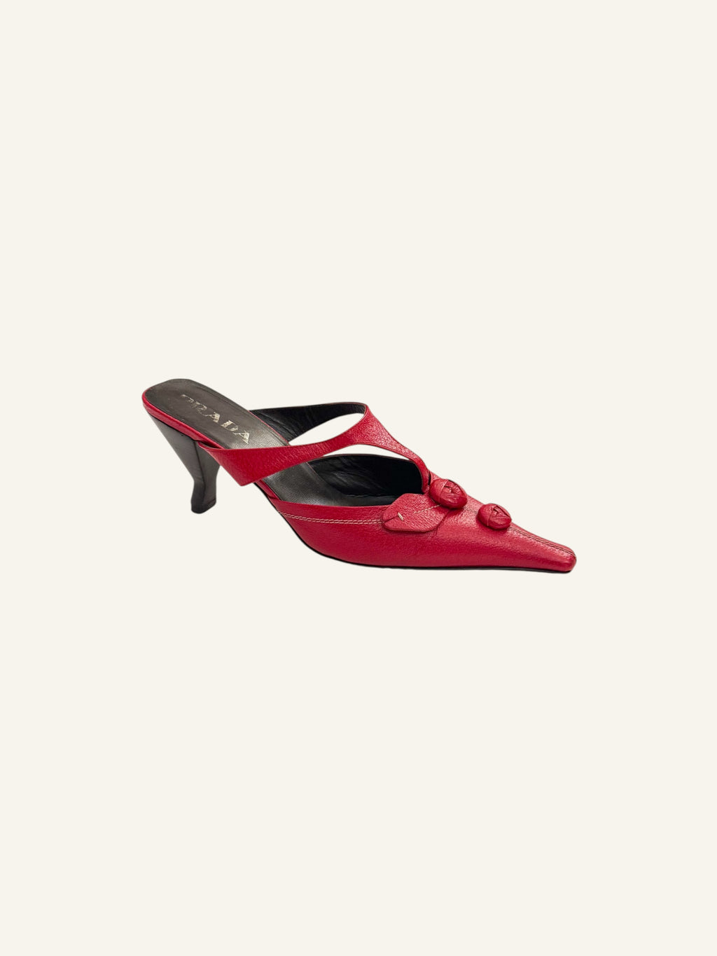 Prada S/S 2000 Red Flower Pointed Mules