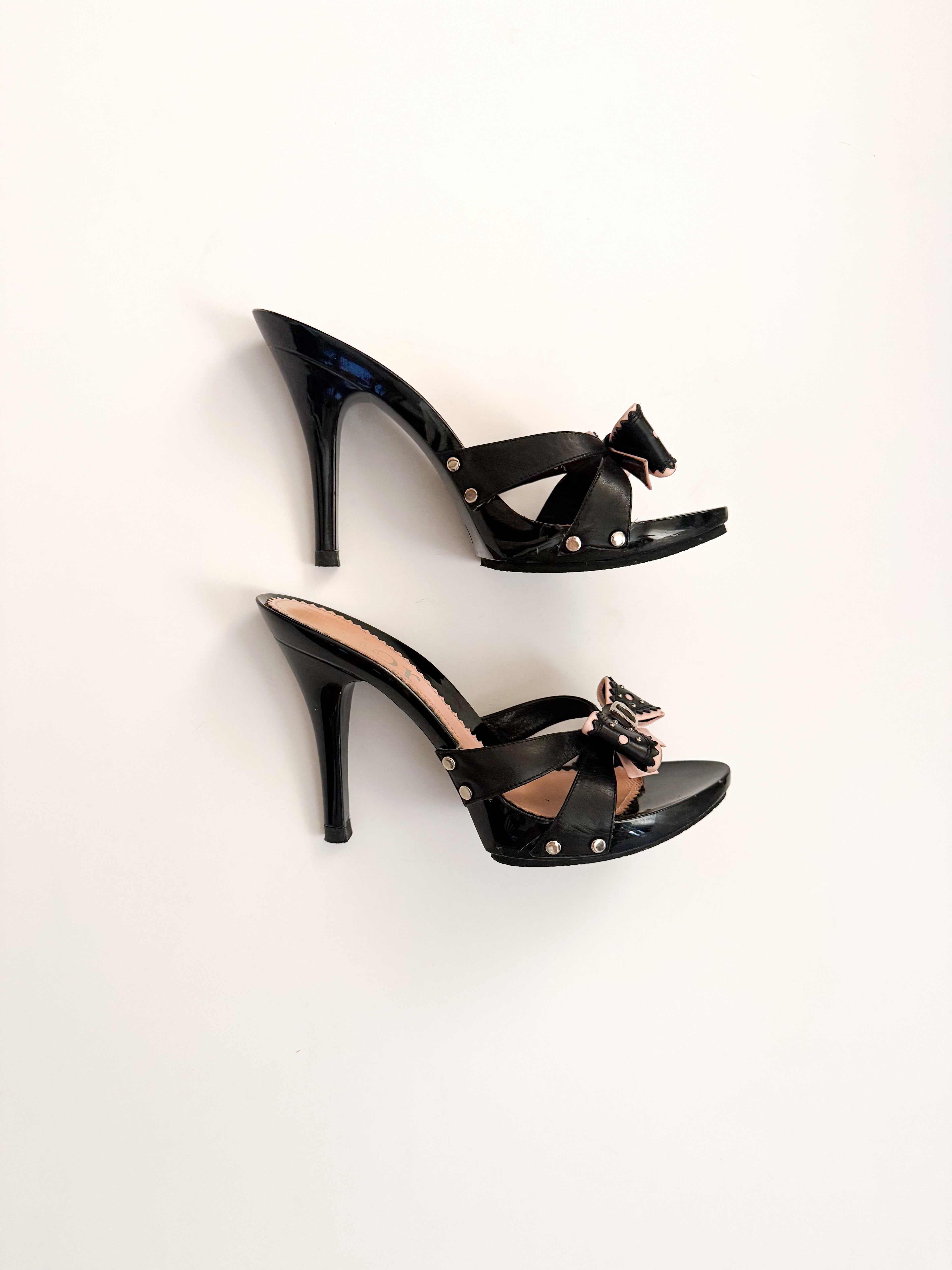 Christian Dior S/S 2004 D'Trick Black & Pink Bow Heels