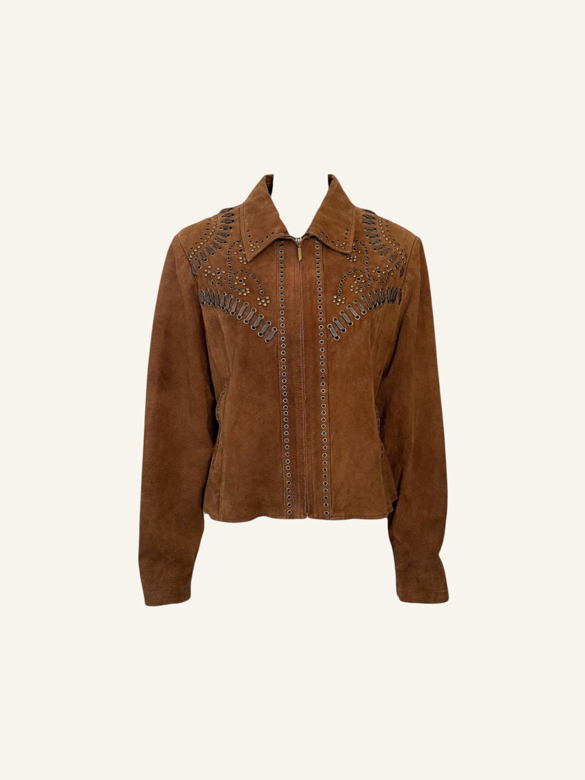 Vintage Brown Studded Leather Jacket