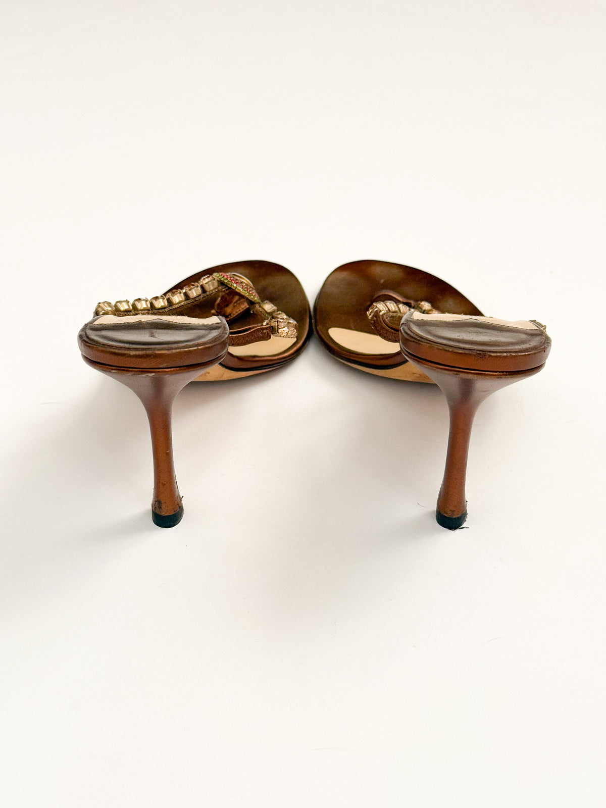 Jimmy Choo Brown Jewel Thong Heels