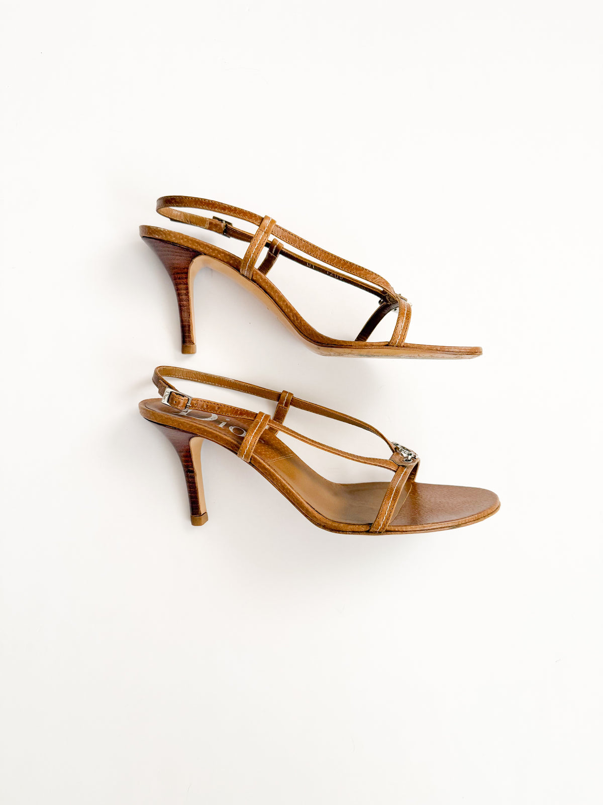 Christian Dior Tan Strappy Charm Slingback Heels