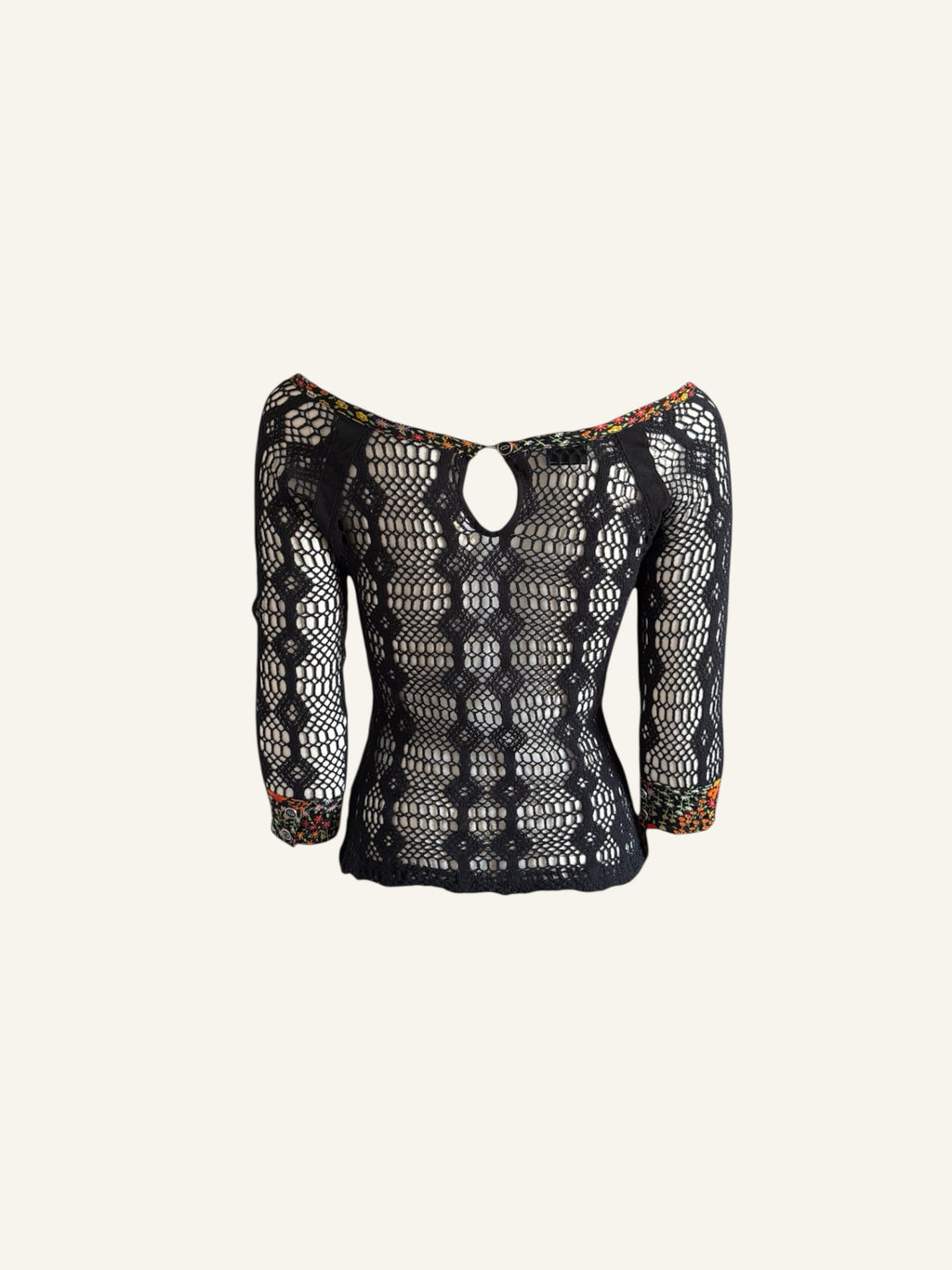 Dolce & Gabbana S/S 2003 Black Floral Knit Top