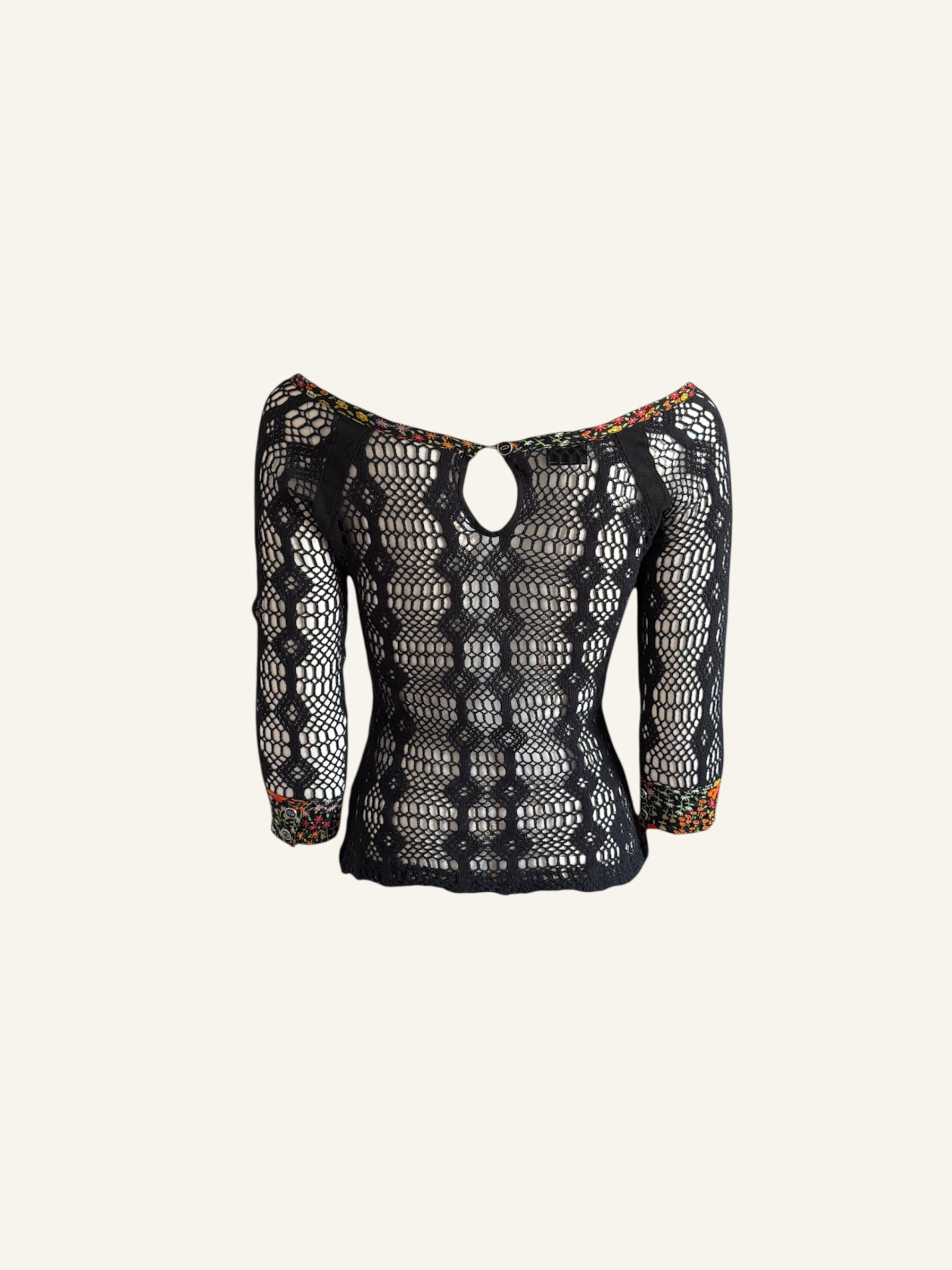 Dolce & Gabbana S/S 2003 Black Floral Knit Top