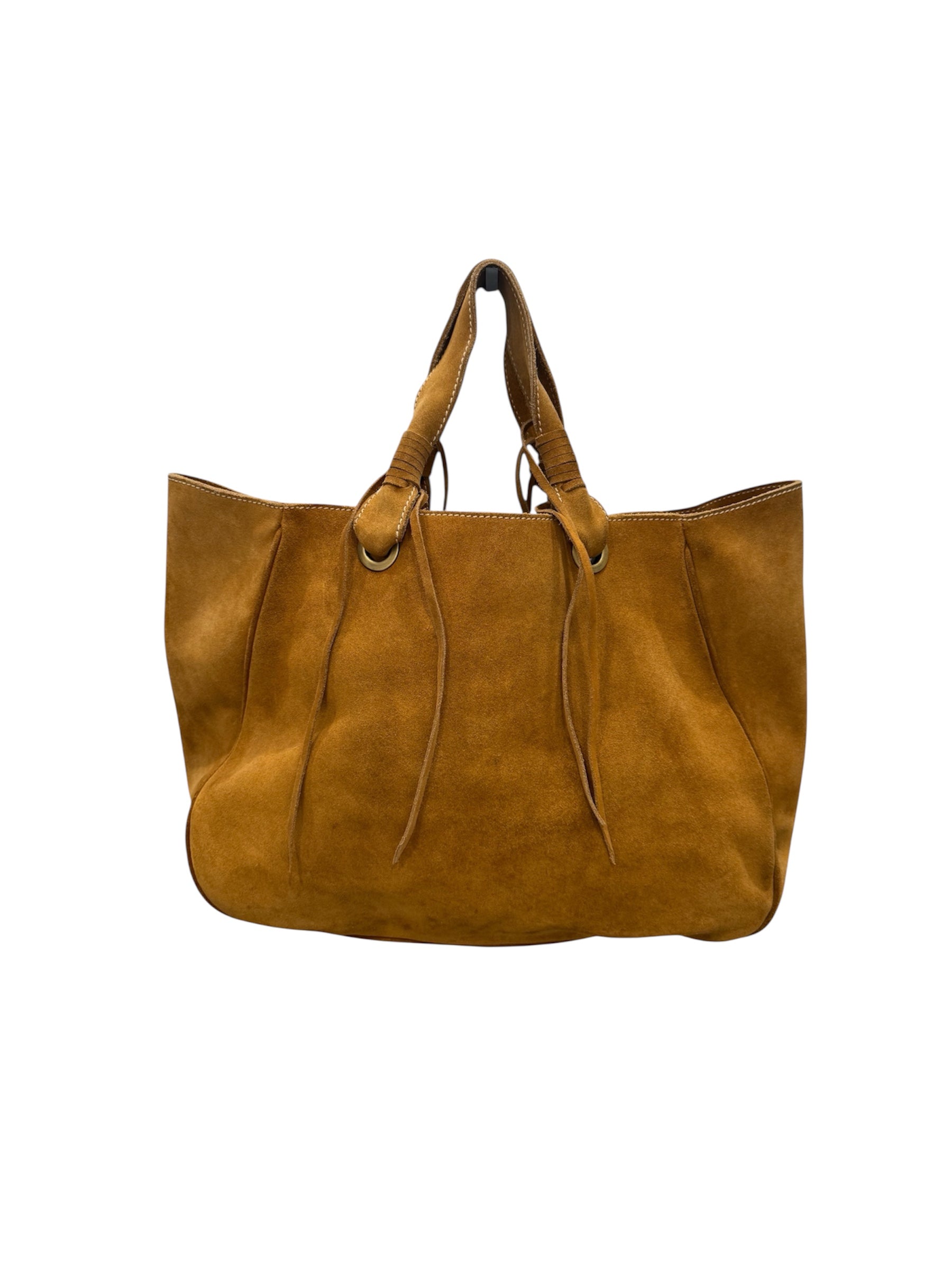 Dolce & Gabbana Tan Suede Studded Fringe Tote