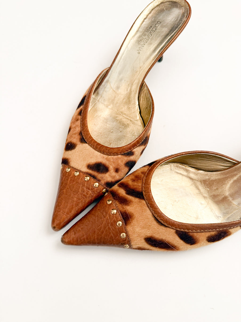 Dolce & Gabbana Leopard Ponyhair Pointed Mules