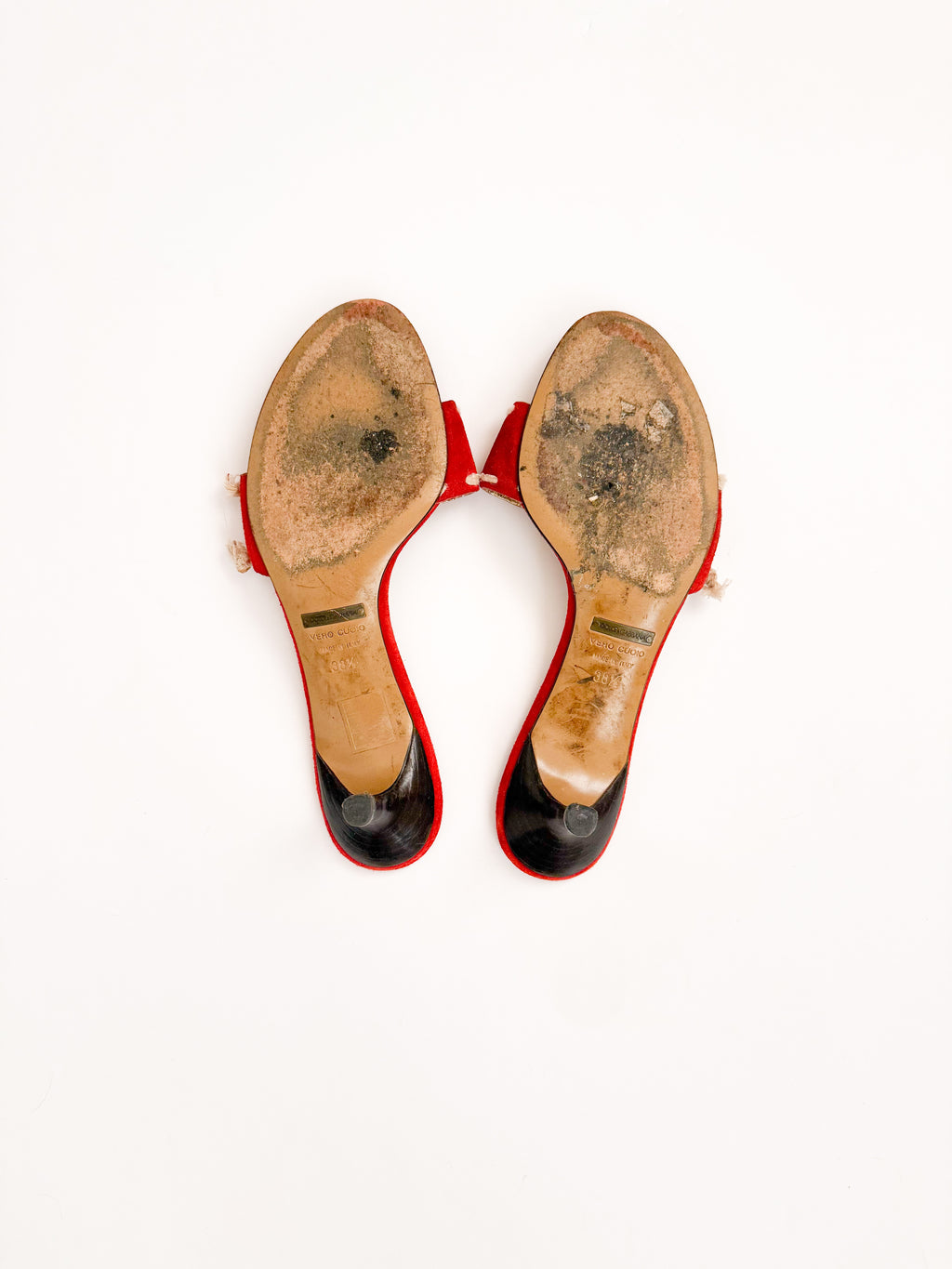 Dolce & Gabbana Red Suede Embroidered Kitten Heels