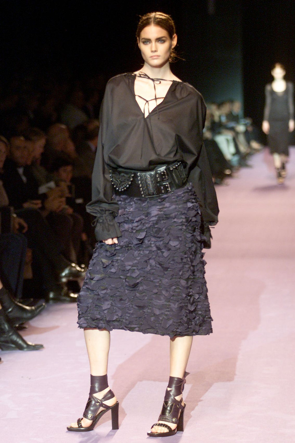 YSL Rive Gauche F/W 2001 Purple Bondage Leather Runway Heels