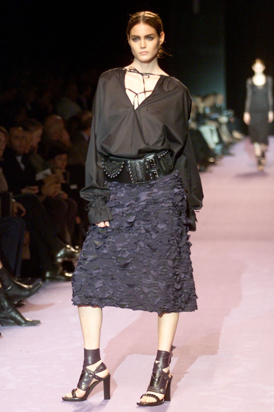 YSL Rive Gauche F/W 2001 Purple Bondage Leather Runway Heels
