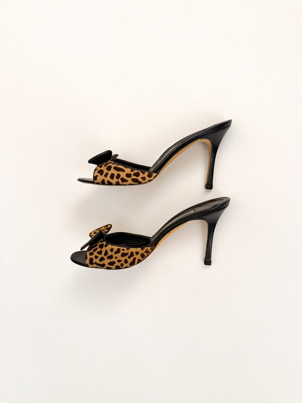 Manolo Blahnik Ponyhair Cheetah Print Bow Heels