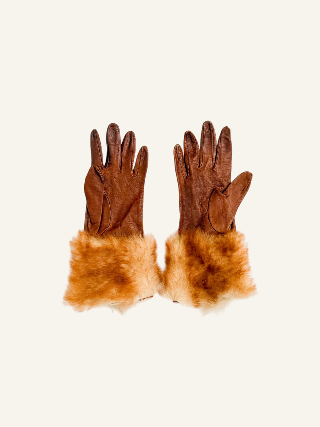 Dolce & Gabbana Brown Rabbit Fur Leather Gloves