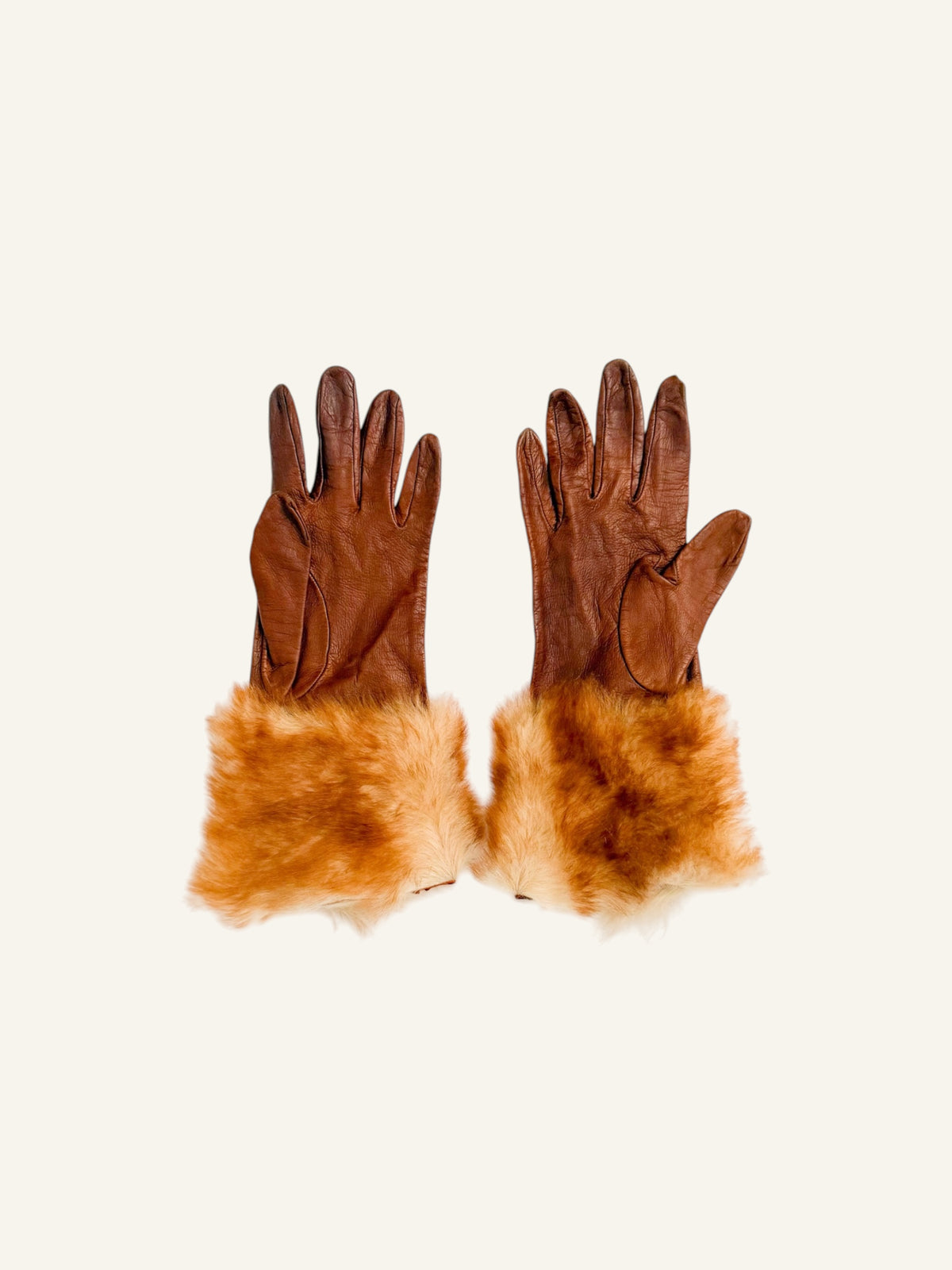 Dolce & Gabbana Brown Rabbit Fur Leather Gloves