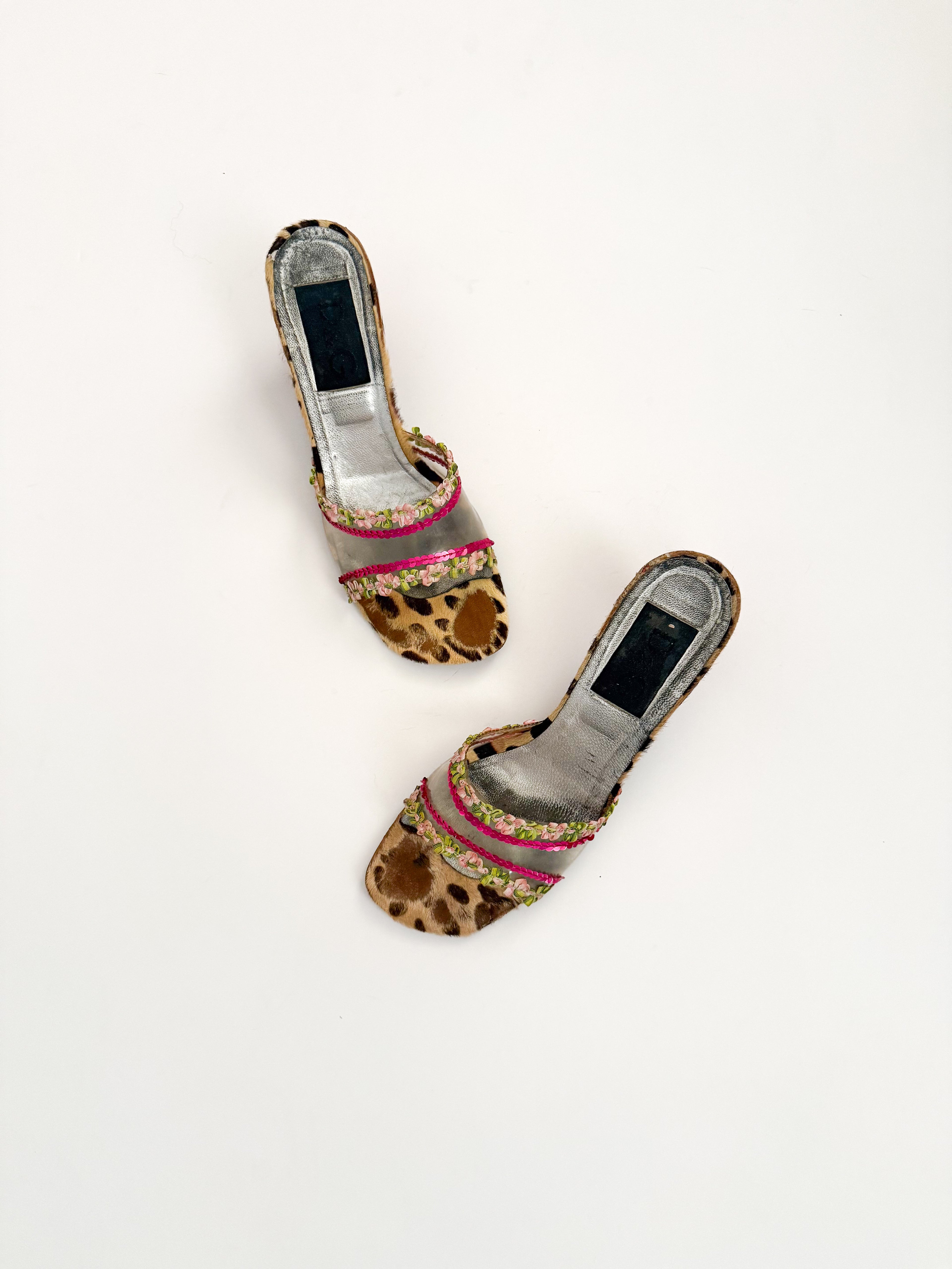 Dolce & Gabbana Ponyhair Sequin PVC Heels