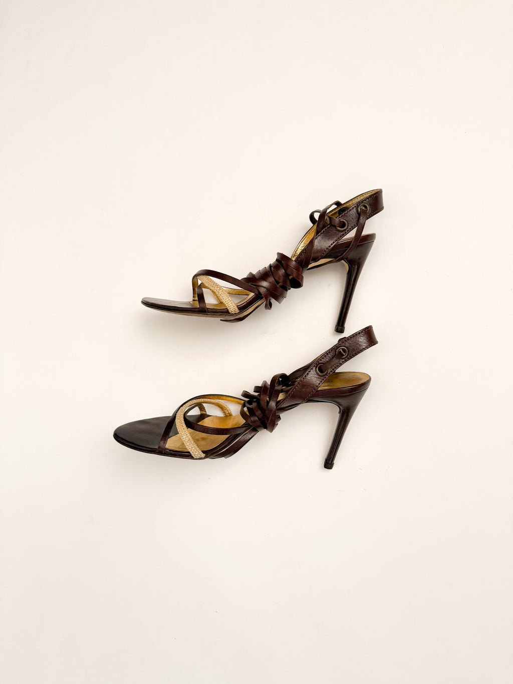 Dolce & Gabbana Brown Leather Lace Up Heels