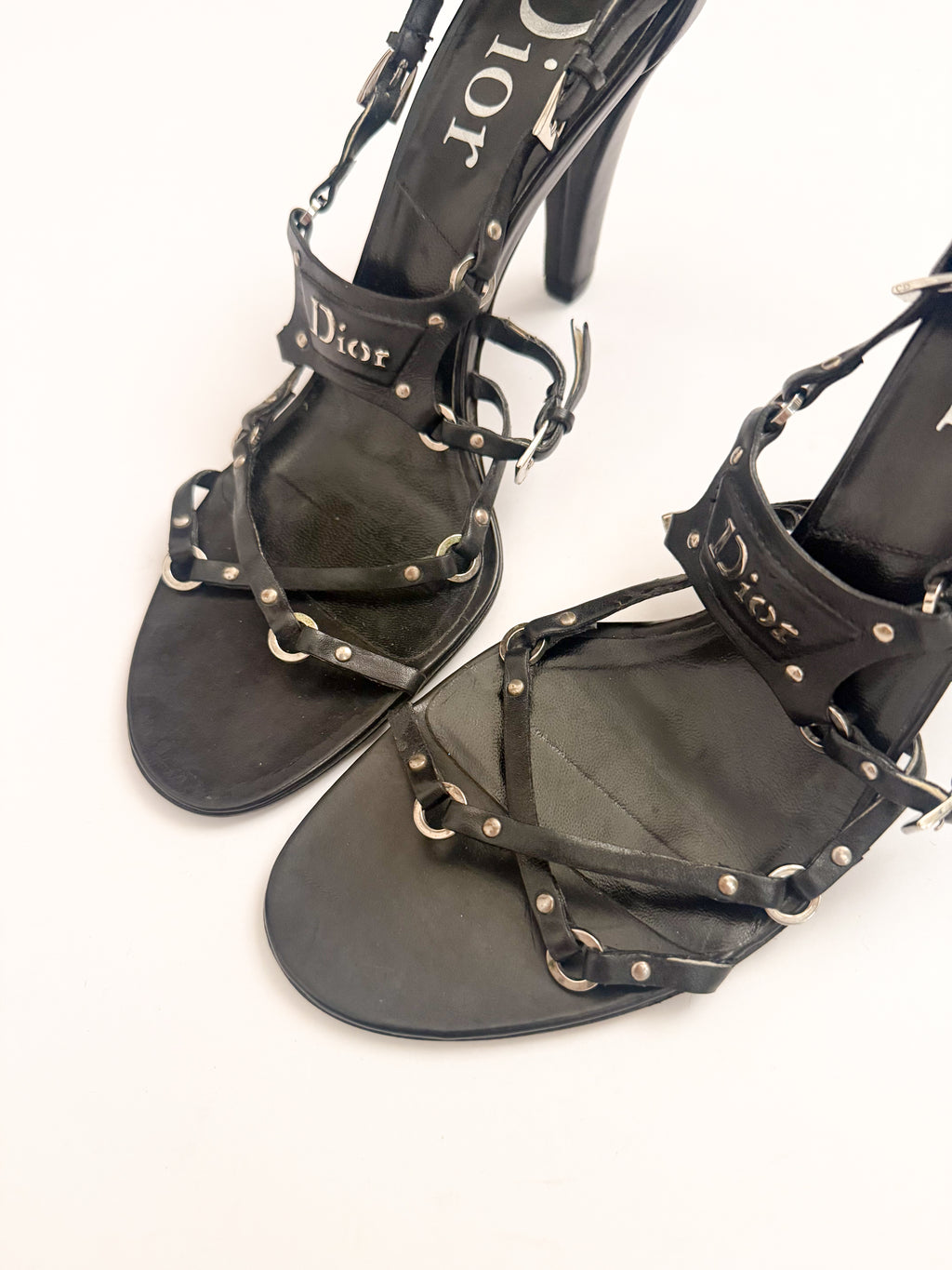 Christian Dior F/W 2003 Black Leather Bondage Heels