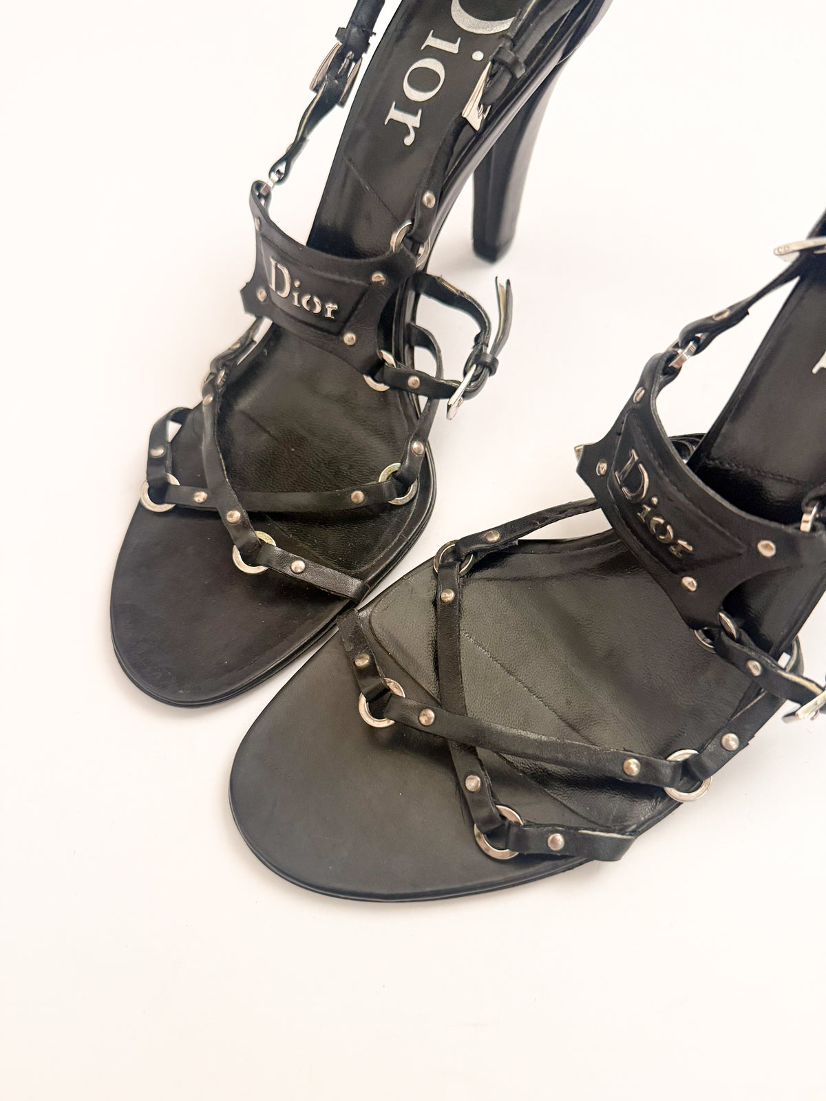 Christian Dior F/W 2003 Black Leather Bondage Heels