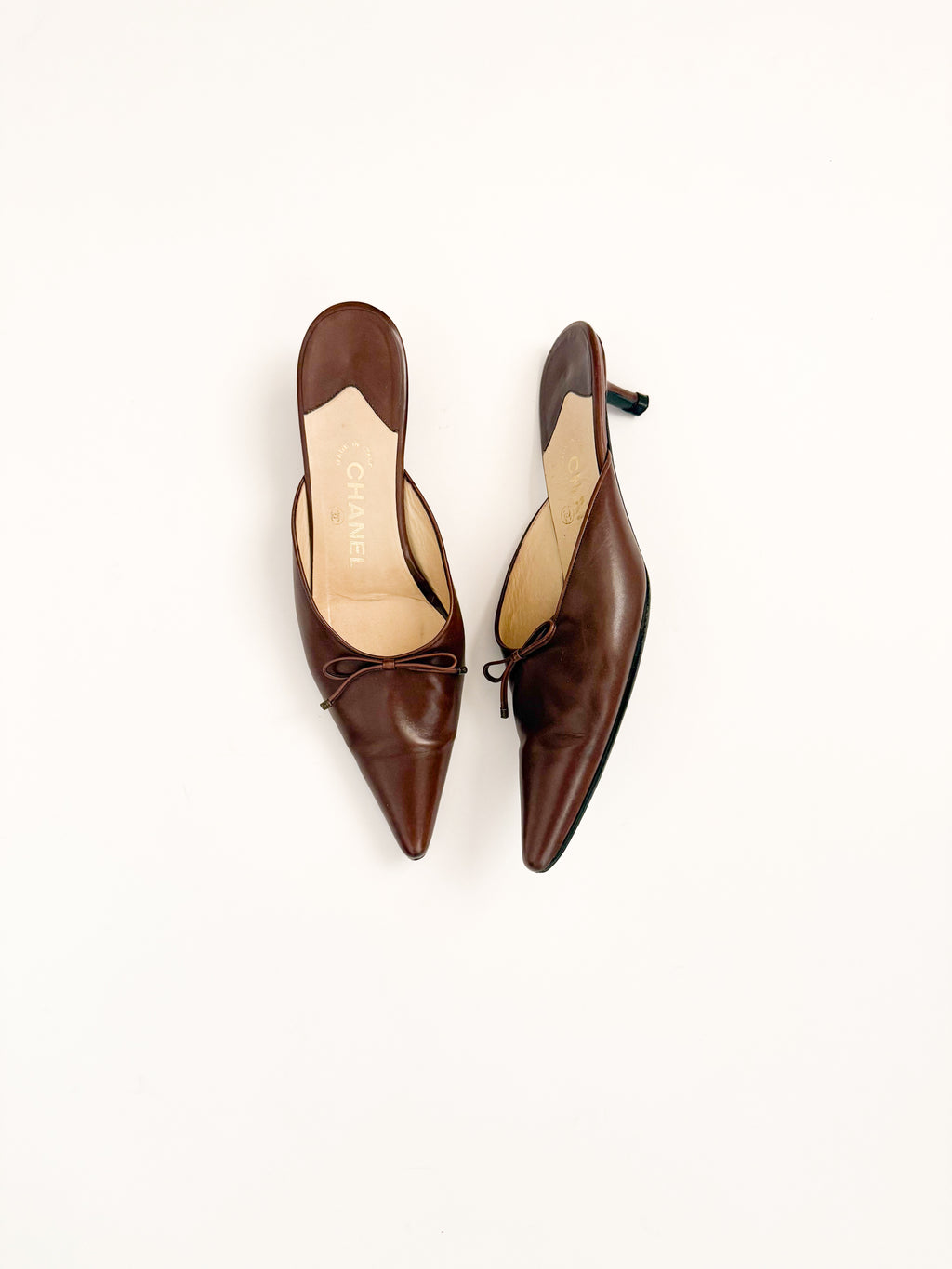 Chanel 1999 Brown Leather Mules