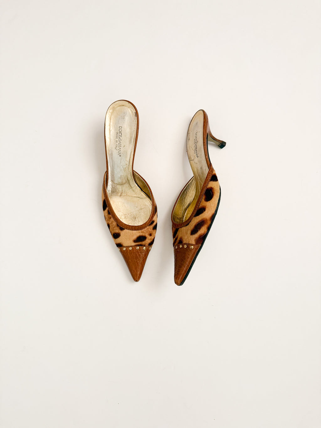 Dolce & Gabbana Leopard Ponyhair Pointed Mules