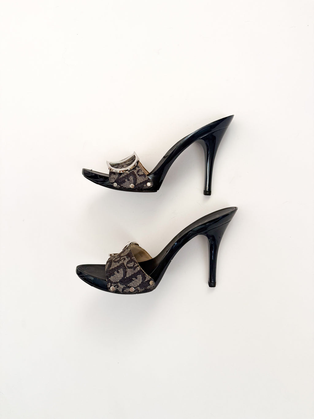 Christian Dior Blue Monogram Canvas Trotter Heels