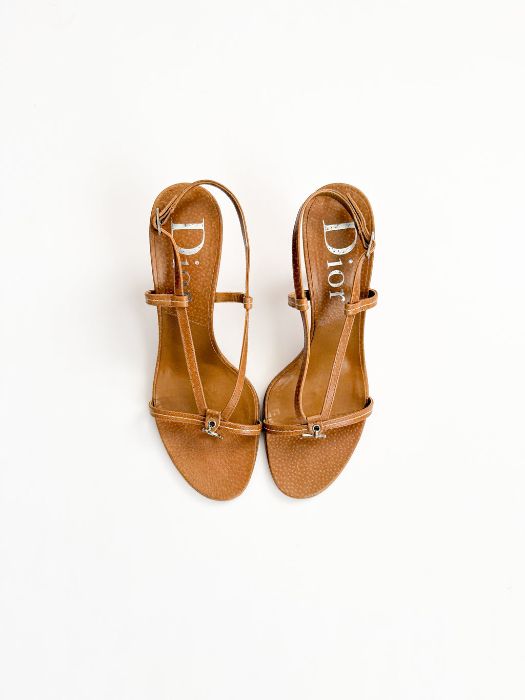 Christian Dior Tan Strappy Charm Slingback Heels