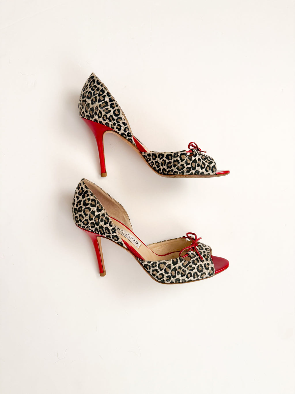 Jimmy Choo Red Bow Leopard D'Orsay Pumps