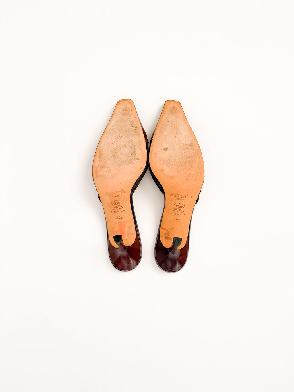 Jimmy Choo Brown Mesh Leather Mules