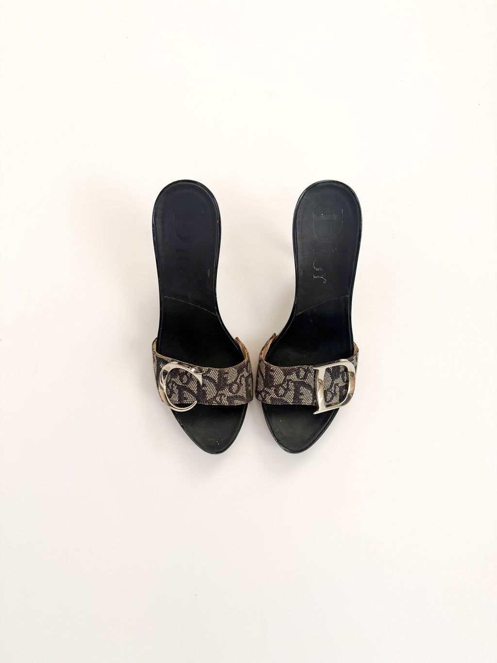 Christian Dior Blue Monogram Canvas Trotter Heels