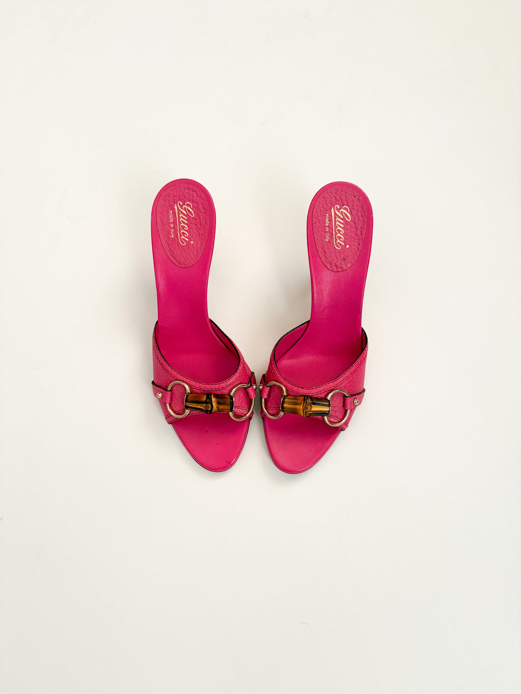Gucci Pink Leather Bamboo Heels