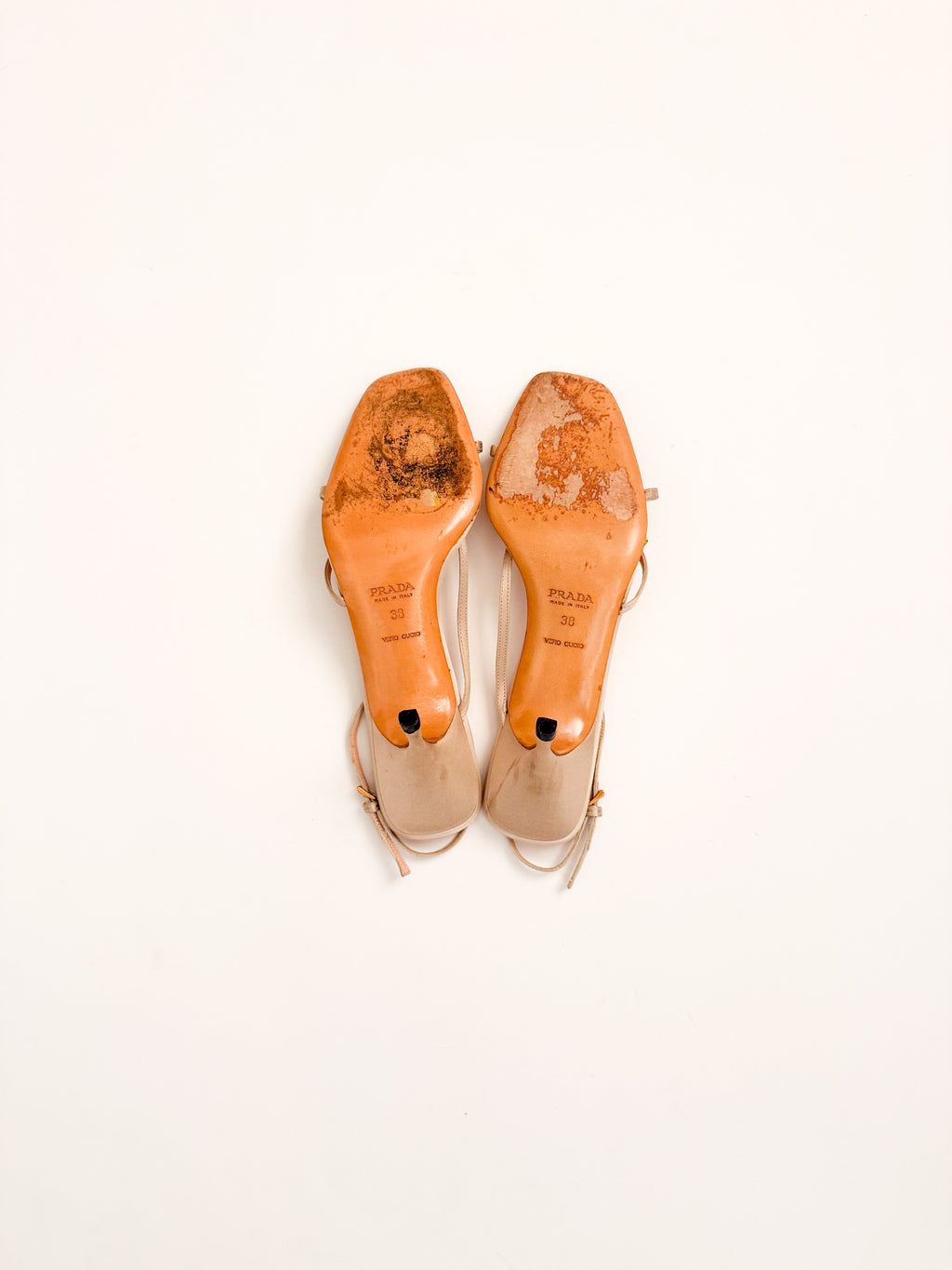 Prada Rosebud Nude Satin Slingback Heels