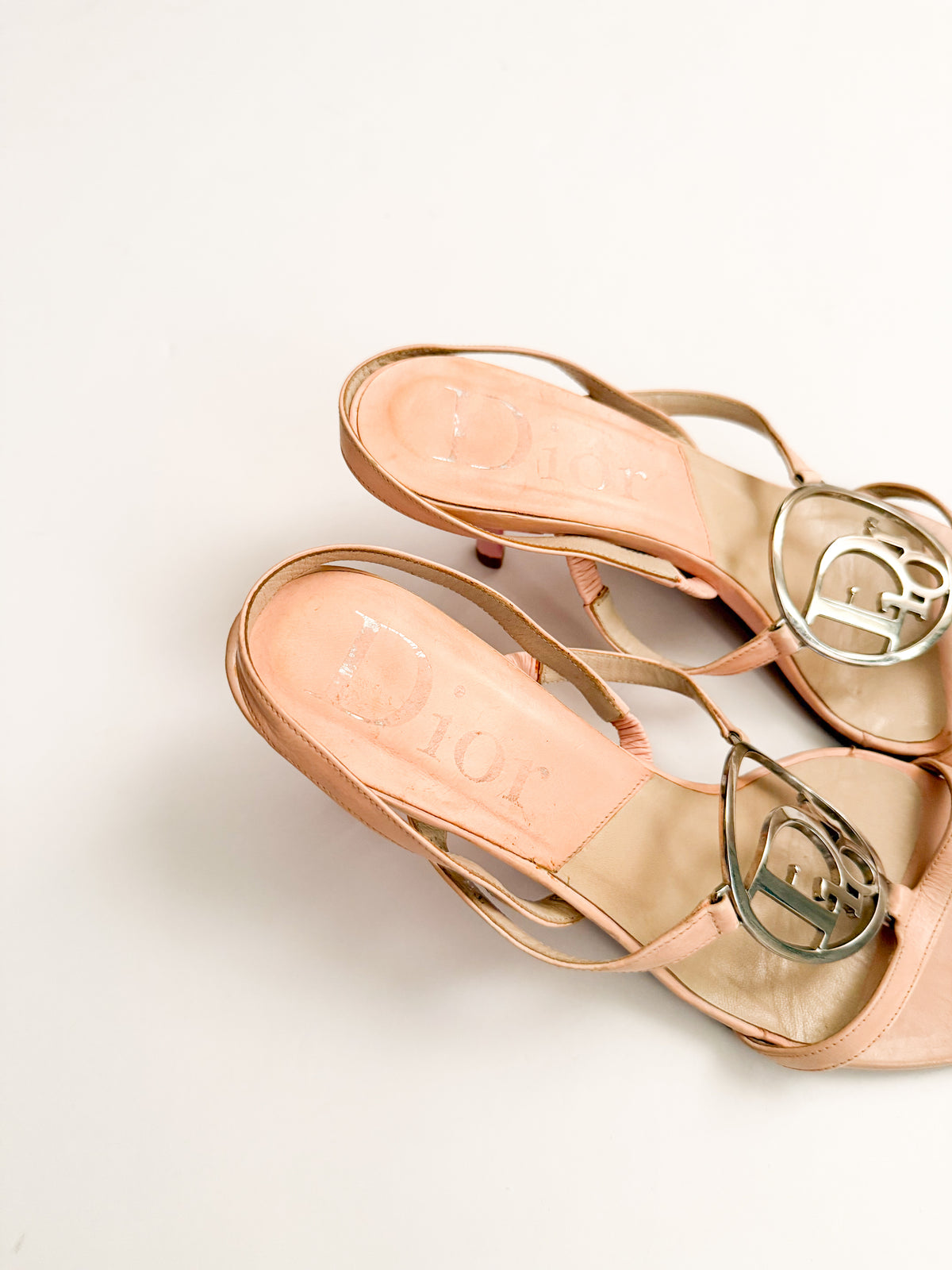 Christian Dior Pink Leather Logo Slingback Heels
