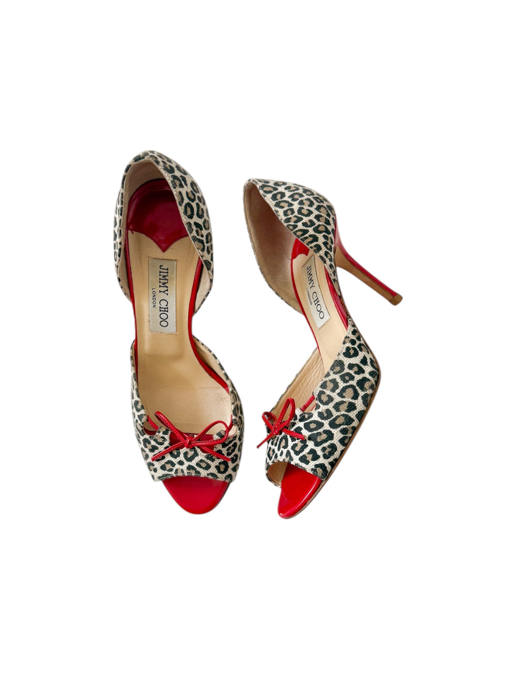 Jimmy Choo Red Bow Leopard D'Orsay Pumps