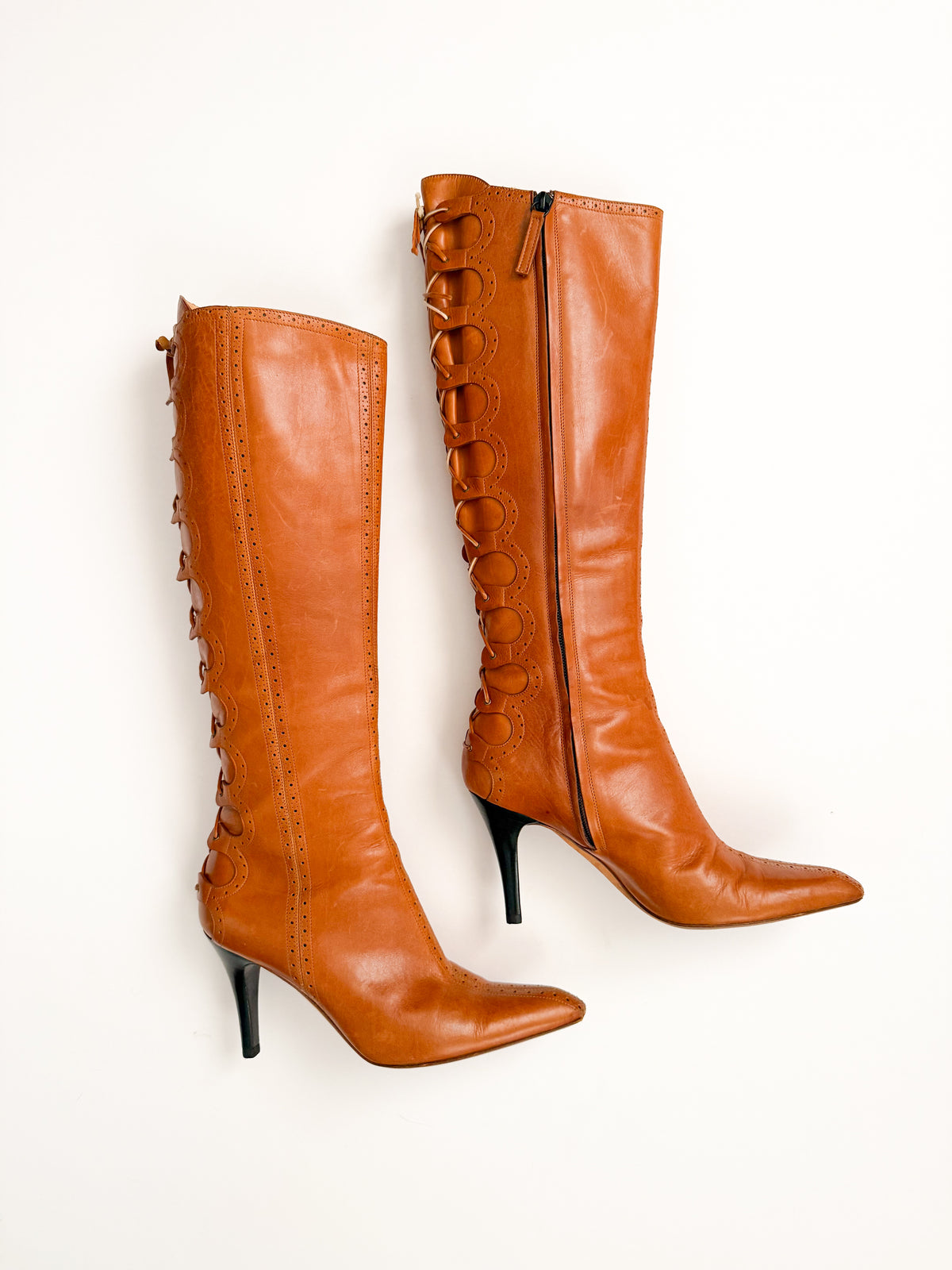 Giuseppe Zannoti Tan Leather Eyelet Boots