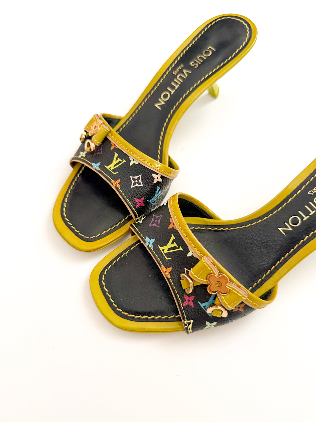 Louis Vuitton Multicolor Murakami Leather Kitten Heels