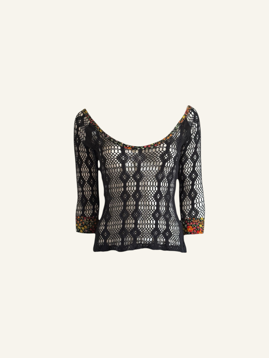 Dolce & Gabbana S/S 2003 Black Floral Knit Top