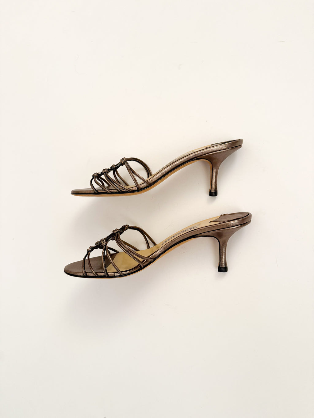 Jimmy Choo Silver Flower Kitten Heels