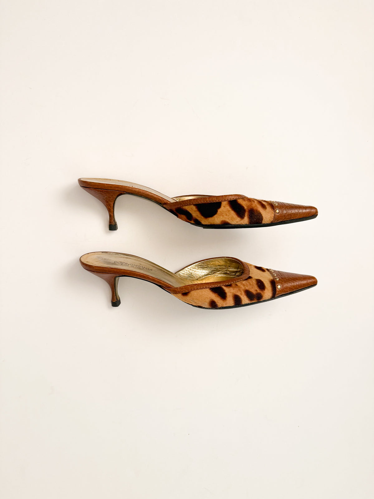 Dolce & Gabbana Leopard Ponyhair Pointed Mules