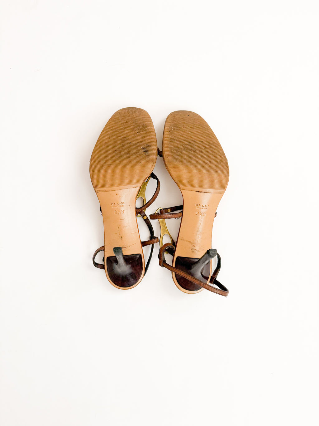 Gucci Horsebit Brown Strappy Leather Heels