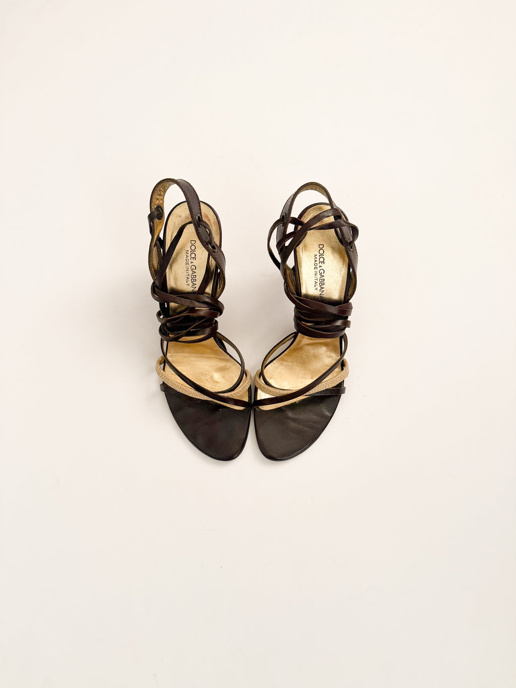 Dolce & Gabbana Brown Leather Lace Up Heels