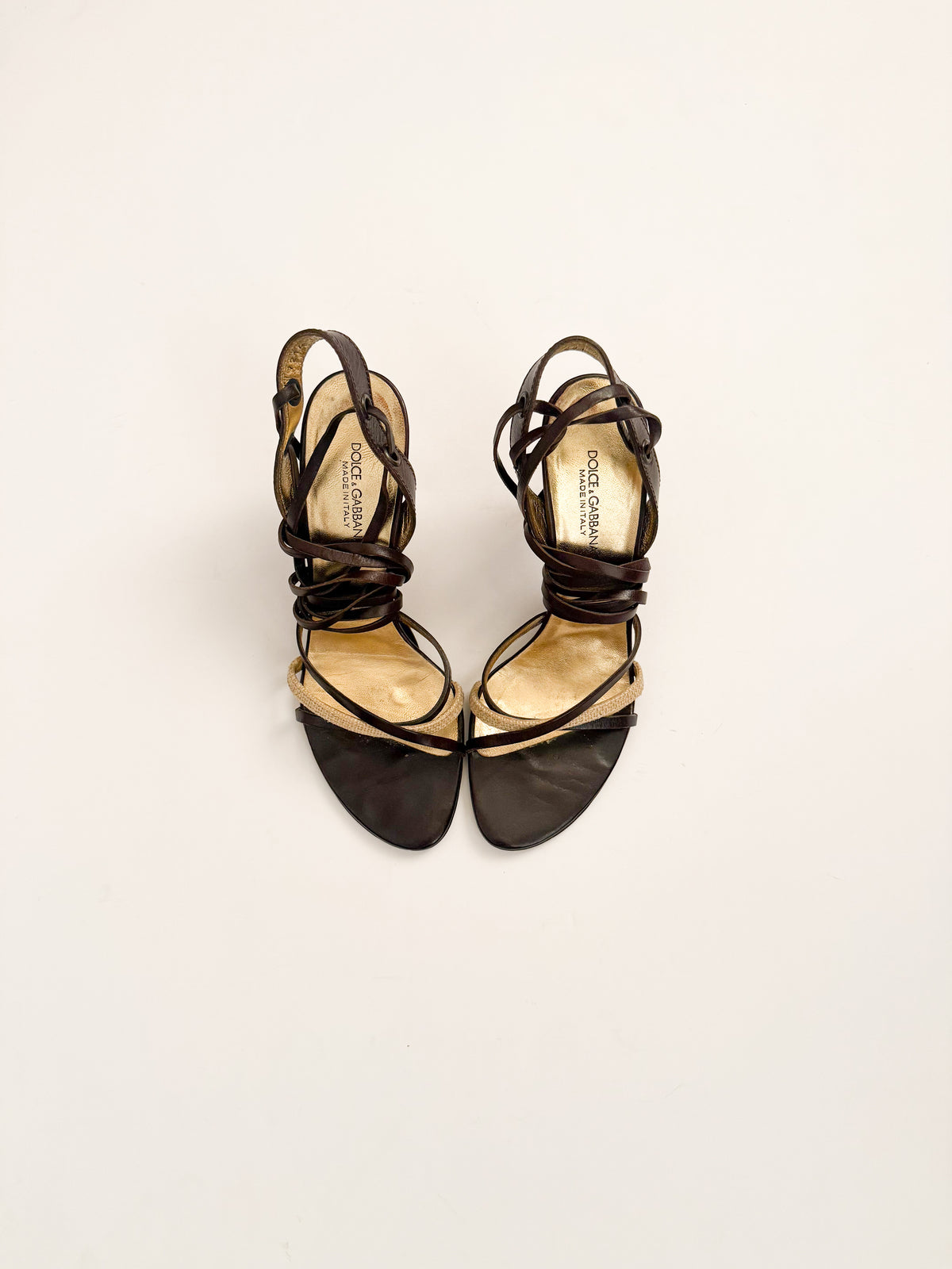 Dolce & Gabbana Brown Leather Lace Up Heels