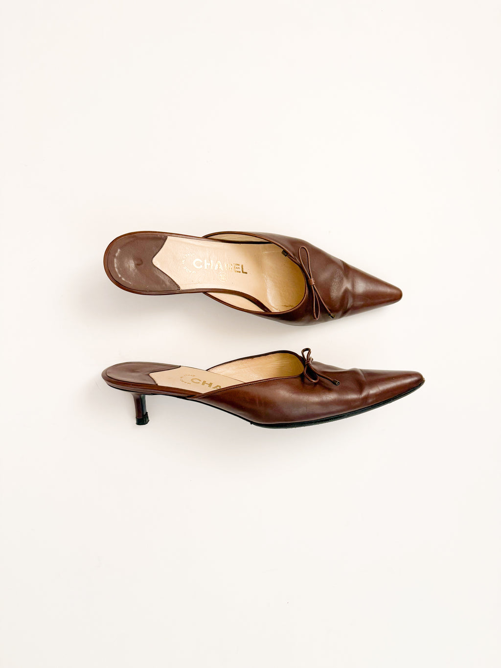 Chanel 1999 Brown Leather Mules