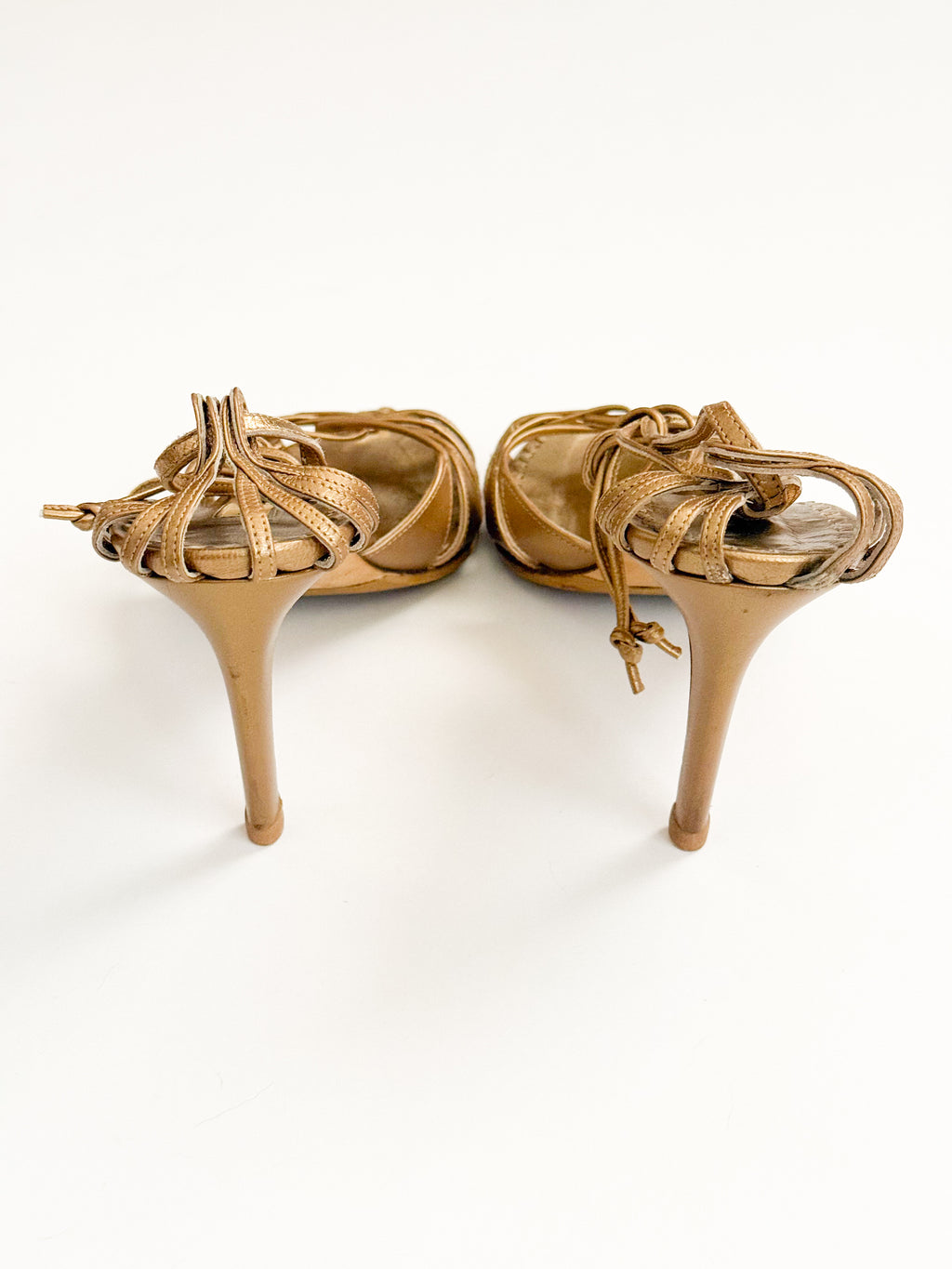 Manolo Blahnik Brown Metallic Strappy Heels