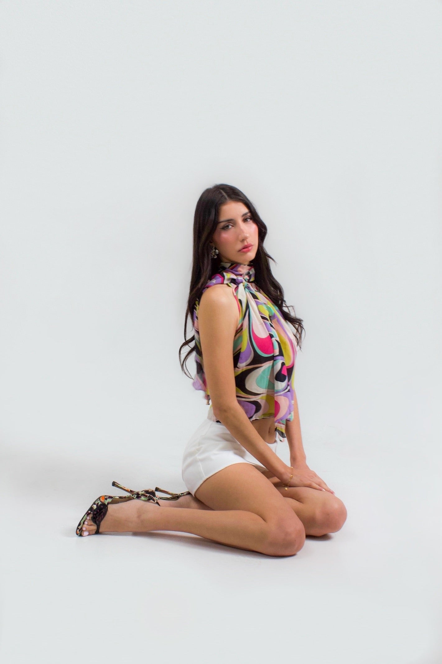 Emilio Pucci Silk Scarf Tie Halter Top