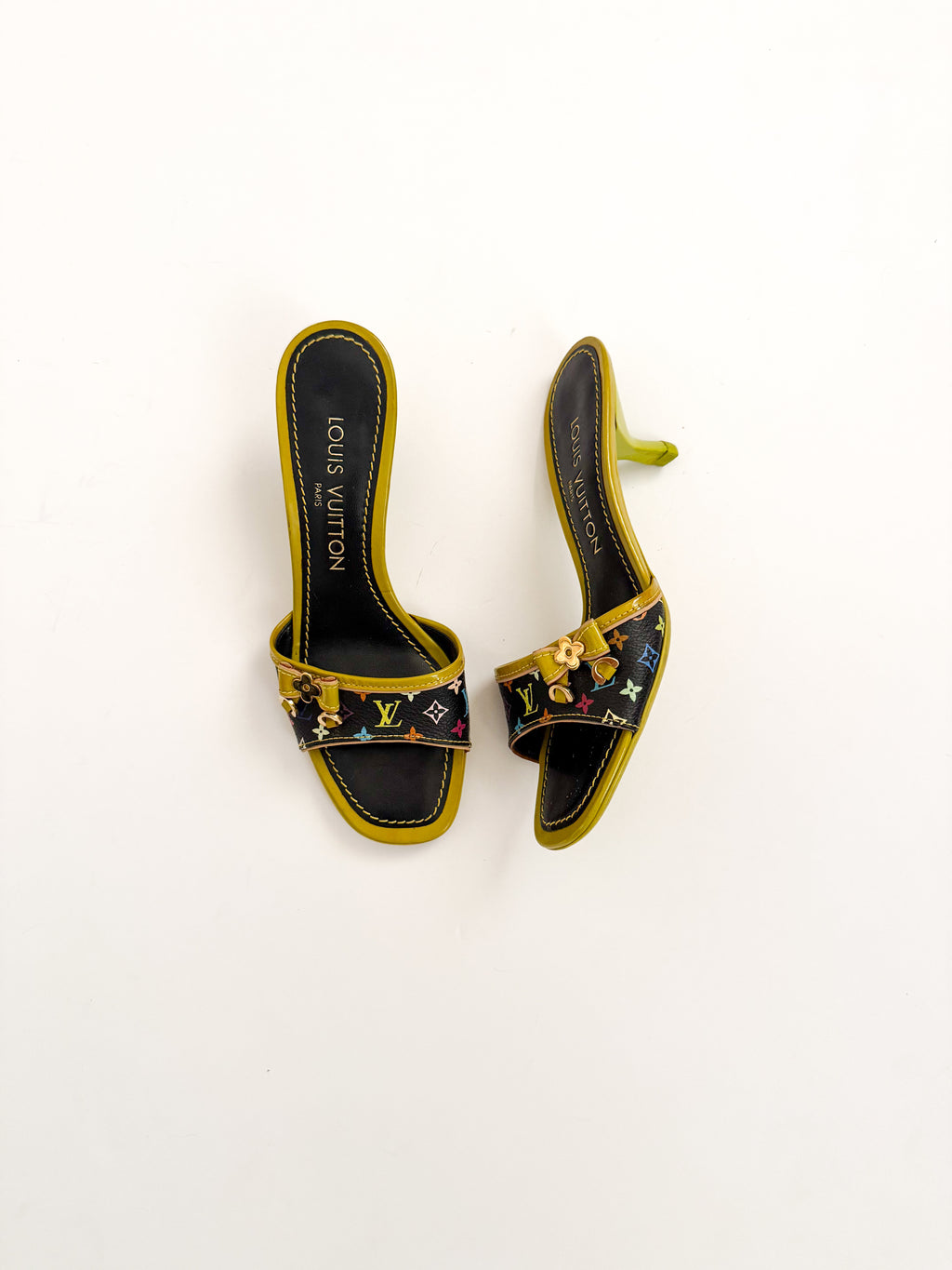 Louis Vuitton Multicolor Murakami Leather Kitten Heels