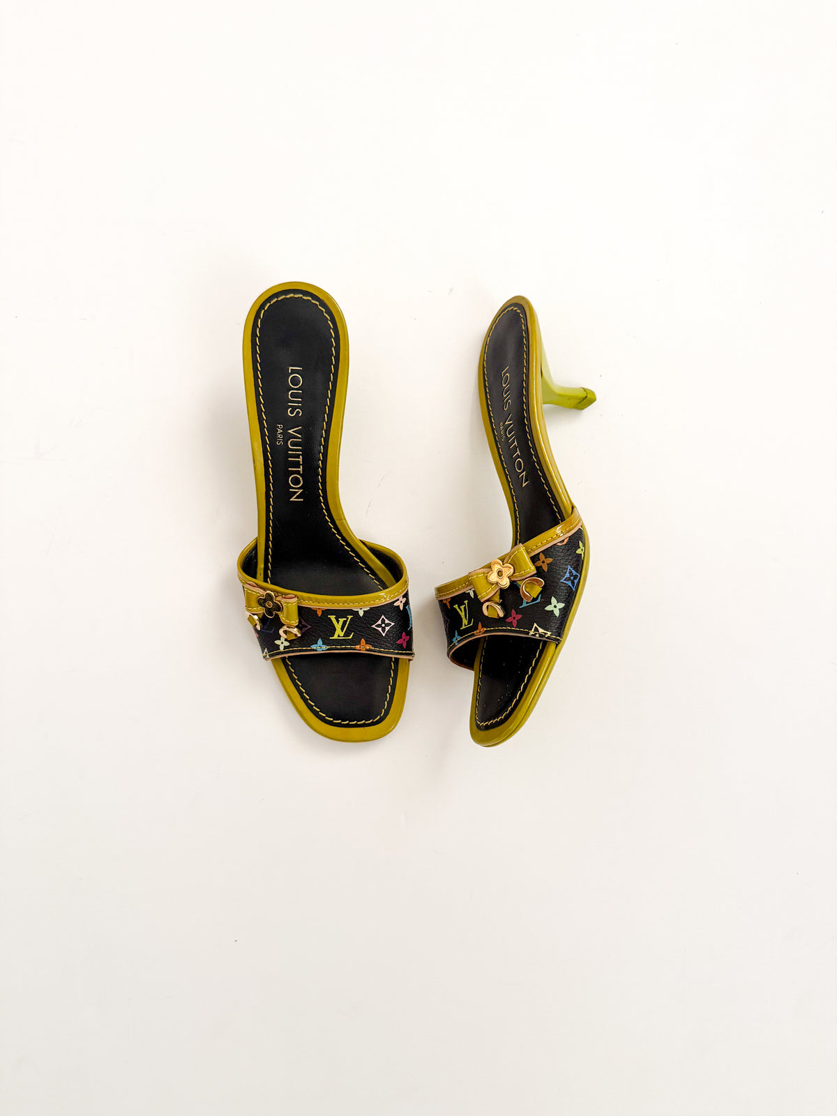Louis Vuitton Multicolor Murakami Leather Kitten Heels