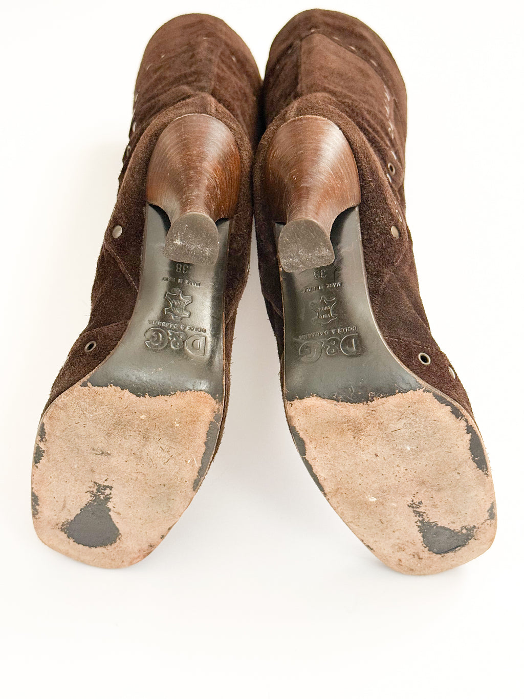 Dolce & Gabbana Brown Suede Studded Boots