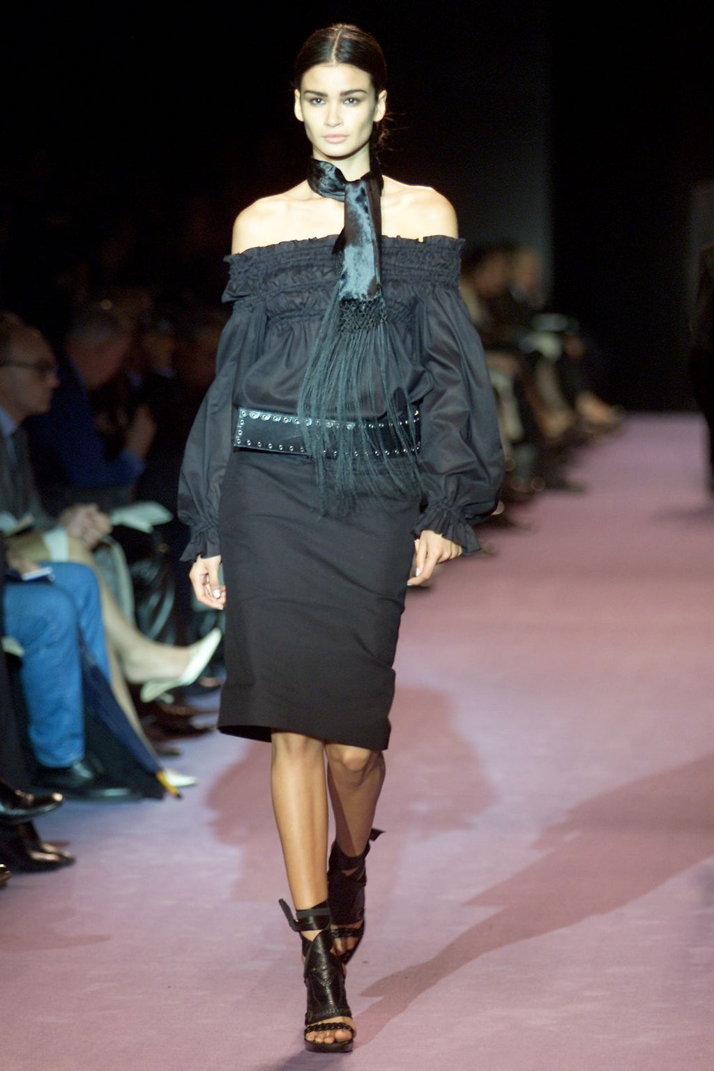 YSL Rive Gauche F/W 2001 Purple Bondage Leather Runway Heels