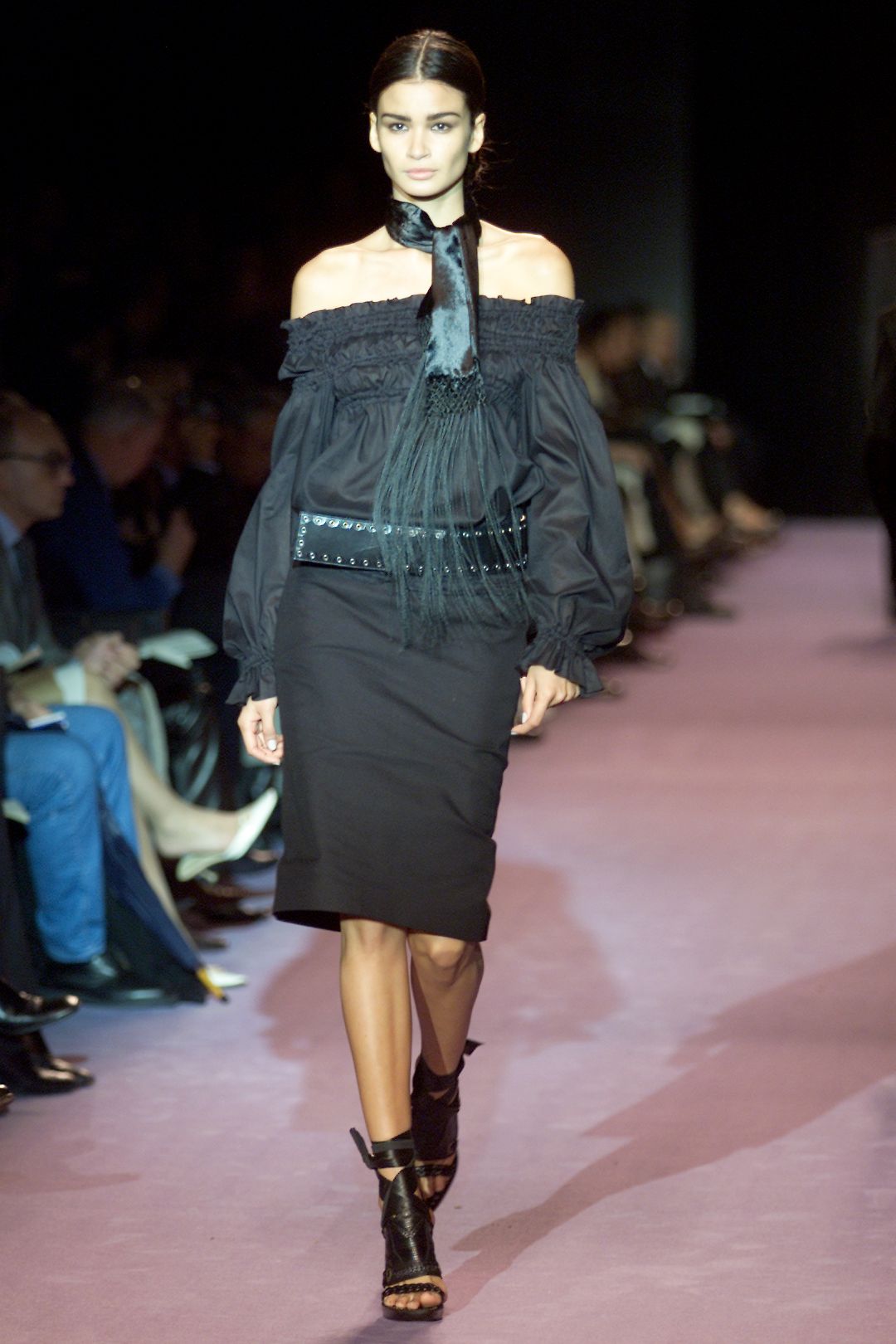 YSL Rive Gauche F/W 2001 Purple Bondage Leather Runway Heels