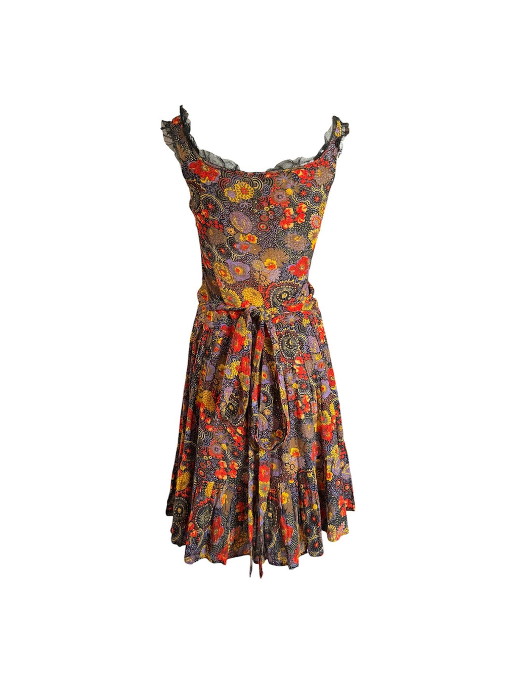 Dolce & Gabbana Floral Black Lace Tie Dress
