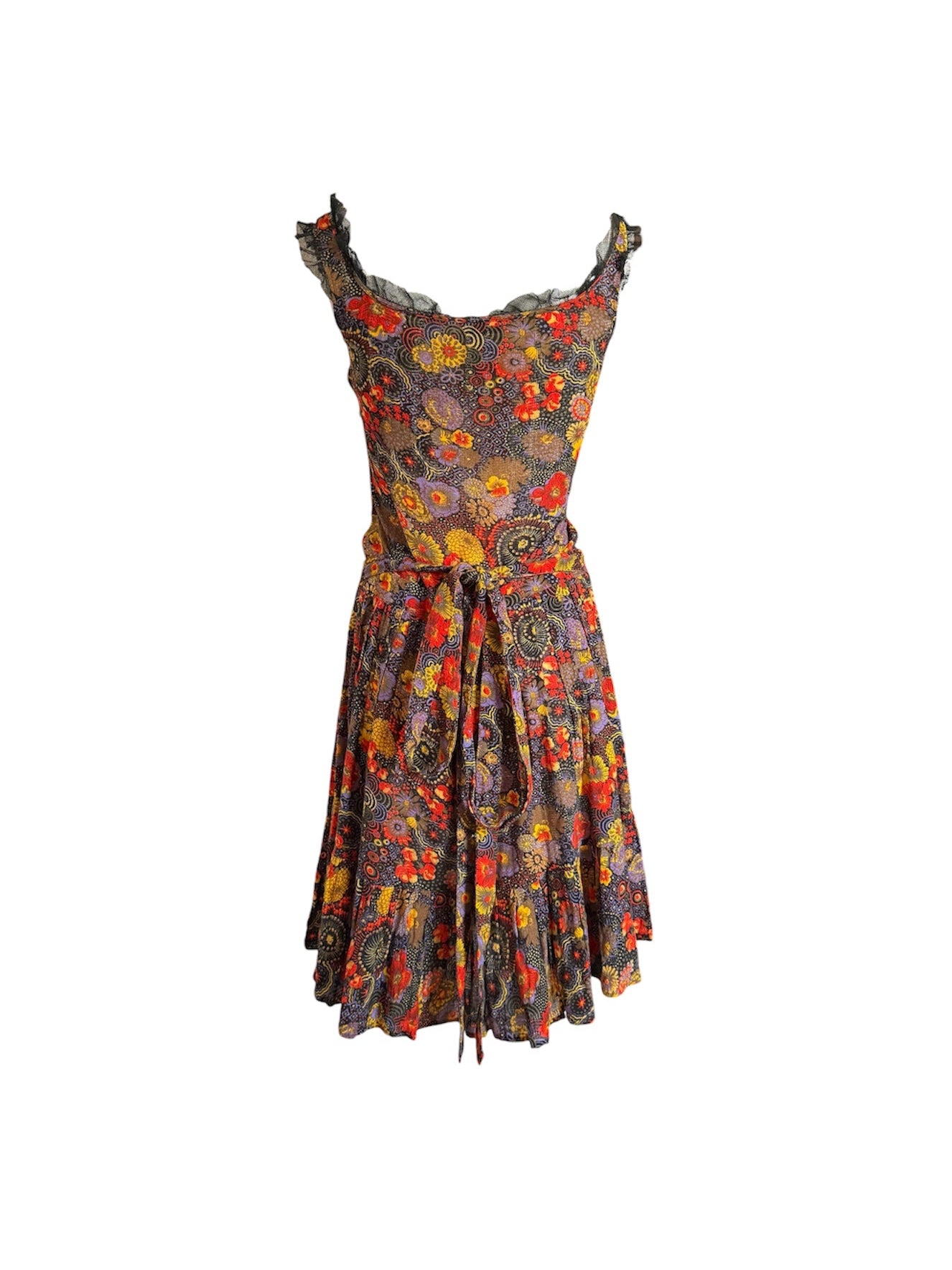 Dolce & Gabbana Floral Black Lace Tie Dress