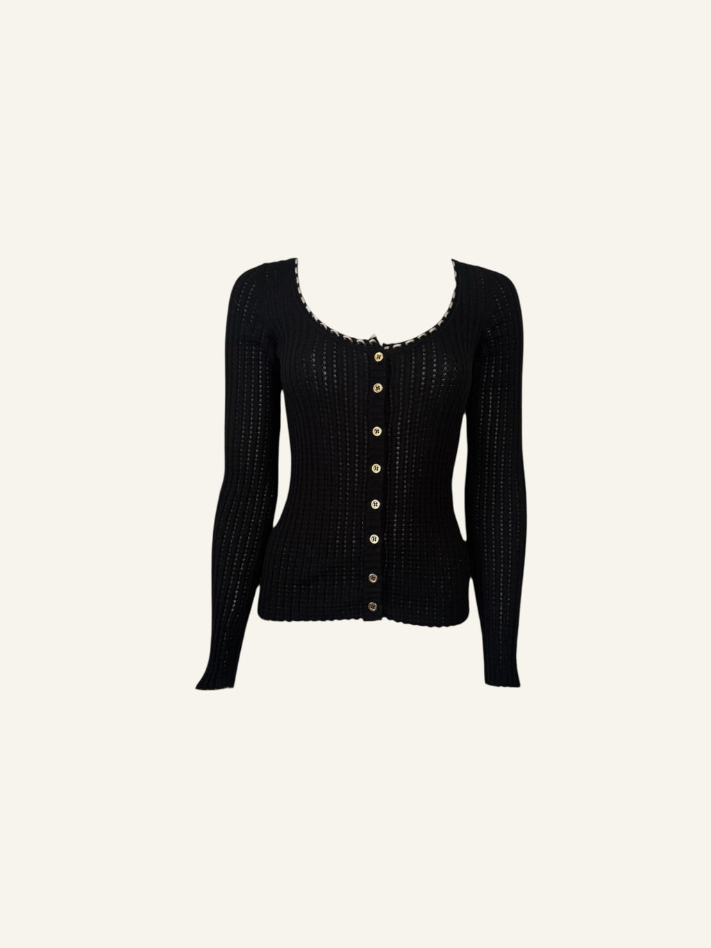 Dolce & Gabbana Black Cashmere Embroidered Cardigan